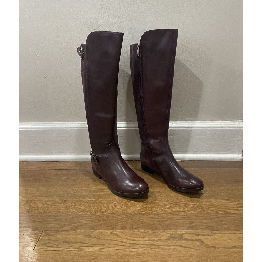 Marc Fisher Knee High Leather‎ Riding Boots Sz 7 Oxblood Burgundy Equestrian 90s